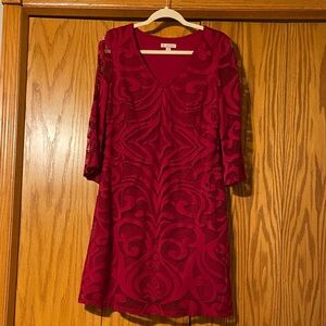 Dana Buchman Burgundy Long Sleeve Dress